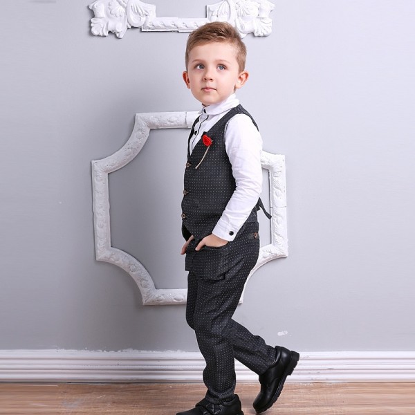 Boys Clothes Sets Kids Formal Suits Long Sleeve Shirts + Vest + Pants 3PCS Child Tuxedos Outfits Boys Clothes Sets Kids Formal Suits Long Sleeve Shirts + Vest + Pants 3PCS Child Tuxedos Outfits