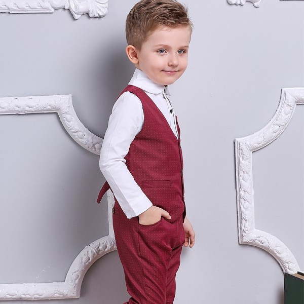 Boys Clothes Sets Kids Formal Suits Long Sleeve Shirts + Vest + Pants 3PCS Child Tuxedos Outfits Boys Clothes Sets Kids Formal Suits Long Sleeve Shirts + Vest + Pants 3PCS Child Tuxedos Outfits