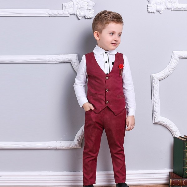Boys Clothes Sets Kids Formal Suits Long Sleeve Shirts + Vest + Pants 3PCS Child Tuxedos Outfits Boys Clothes Sets Kids Formal Suits Long Sleeve Shirts + Vest + Pants 3PCS Child Tuxedos Outfits