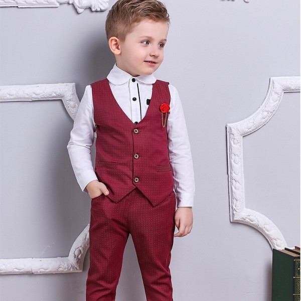 Boys Clothes Sets Kids Formal Suits Long Sleeve Shirts + Vest + Pants 3PCS Child Tuxedos Outfits Boys Clothes Sets Kids Formal Suits Long Sleeve Shirts + Vest + Pants 3PCS Child Tuxedos Outfits
