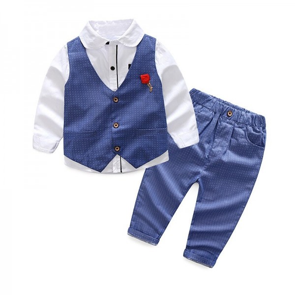 Boys Clothes Sets Kids Formal Suits Long Sleeve Shirts + Vest + Pants 3PCS Child Tuxedos Outfits Boys Clothes Sets Kids Formal Suits Long Sleeve Shirts + Vest + Pants 3PCS Child Tuxedos Outfits