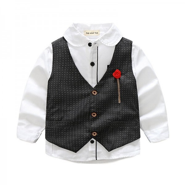 Boys Clothes Sets Kids Formal Suits Long Sleeve Shirts + Vest + Pants 3PCS Child Tuxedos Outfits Boys Clothes Sets Kids Formal Suits Long Sleeve Shirts + Vest + Pants 3PCS Child Tuxedos Outfits