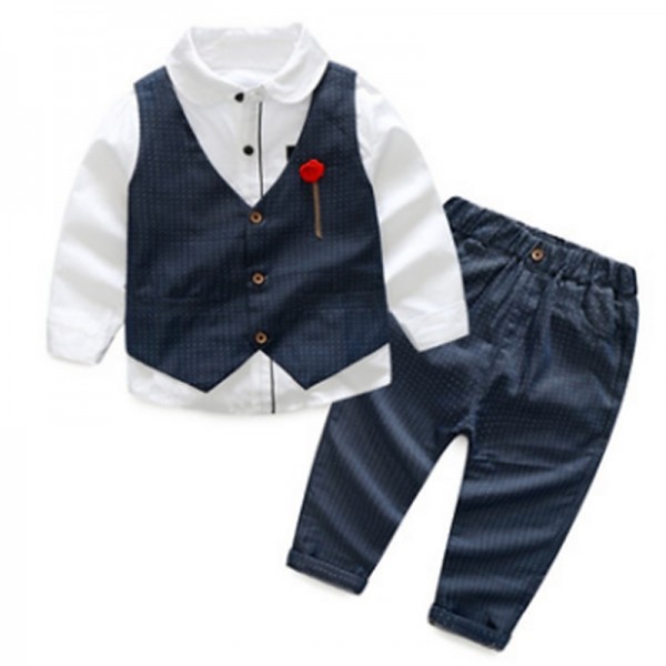 Boys Clothes Sets Kids Formal Suits Long Sleeve Shirts + Vest + Pants 3PCS Child Tuxedos Outfits Boys Clothes Sets Kids Formal Suits Long Sleeve Shirts + Vest + Pants 3PCS Child Tuxedos Outfits