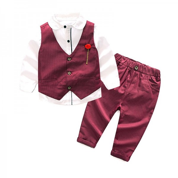Boys Clothes Sets Kids Formal Suits Long Sleeve Shirts + Vest + Pants 3PCS Child Tuxedos Outfits Boys Clothes Sets Kids Formal Suits Long Sleeve Shirts + Vest + Pants 3PCS Child Tuxedos Outfits
