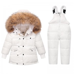 Kid Boy Ski Jacket with Bib Pants Ski Suit Outdoor Winter Thermal Warm Waterproof Windproof Breathable Hooded Snow Suit Clothing Suit for Winter Sports