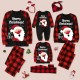 Family Pajamas Plaid Letter Santa Claus Print Dark Red Gray Long Sleeve Mommy And Me Outfits Cute Matching Outfits