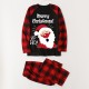Family Pajamas Plaid Letter Santa Claus Print Dark Red Gray Long Sleeve Mommy And Me Outfits Cute Matching Outfits
