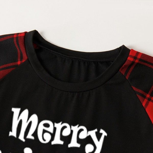 Family Pajamas Plaid Letter Santa Claus Print Dark Red Gray Long Sleeve Mommy And Me Outfits Cute Matching Outfits
