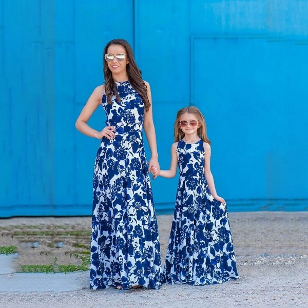 Mommy and Me Dresses Graphic Floral Daily Print Blue Sleeveless Maxi Mommy And Me Outfits Cute Matching Outfits Mommy and Me Dresses Graphic Floral Daily Print Blue Sleeveless Maxi Mommy And Me Outfits Cute Matching Outfits
