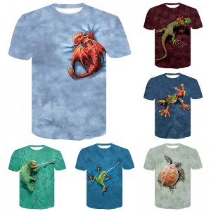 Kids Boys T shirt Short Sleeve 3D Print Animal Green Black Blue Children Tops Spring Summer Active Fashion Daily Daily Indoor Outdoor Regular Fit 3-12 Years / Sports