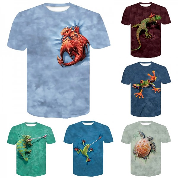 Kids Boys T shirt Short Sleeve 3D Print Animal Green Black Blue Children Tops Spring Summer Active Fashion Daily Daily Indoor Outdoor Regular Fit 3-12 Years / Sports Kids Boys T shirt Short Sleeve 3D Print Animal Green Black Blue Children Tops Spring Summer Active Fashion Daily Daily Indoor Outdoor Regular Fit 3-12 Years / Sports