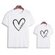 Family T shirt Family Sets Cotton Heart Letter Street Print Black White Dark Grey Short Sleeve Mommy And Me Outfits Active Matching Outfits