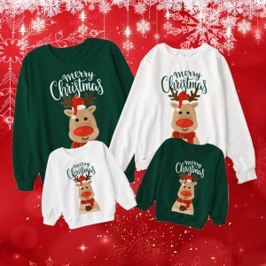 Family Sweatshirt Letter Deer Print Multicolor Long Sleeve Adorable Matching Outfits