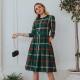 Mommy and Me Dresses Plaid Daily Green Cotton Dress Long Sleeve Asymmetrical Fall Dress Sweet Casual Matching Outfits Mommy and Me Dresses Plaid Daily Green Cotton Dress Long Sleeve Asymmetrical Fall Dress Sweet Casual Matching Outfits