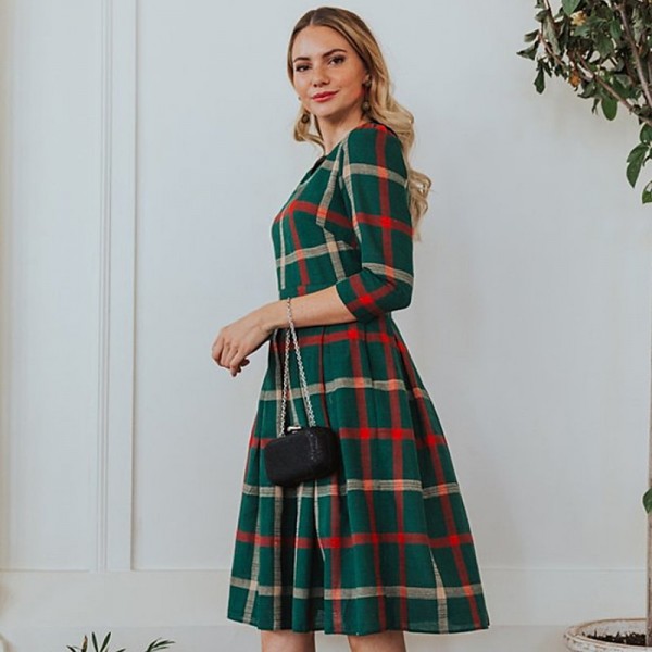 Mommy and Me Dresses Plaid Daily Green Cotton Dress Long Sleeve Asymmetrical Fall Dress Sweet Casual Matching Outfits Mommy and Me Dresses Plaid Daily Green Cotton Dress Long Sleeve Asymmetrical Fall Dress Sweet Casual Matching Outfits