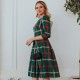 Mommy and Me Dresses Plaid Daily Green Cotton Dress Long Sleeve Asymmetrical Fall Dress Sweet Casual Matching Outfits Mommy and Me Dresses Plaid Daily Green Cotton Dress Long Sleeve Asymmetrical Fall Dress Sweet Casual Matching Outfits