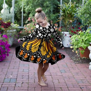 Girls&#039; 3D Animal Butterfly Dress Long Sleeve 3D Print Fall Winter Daily Holiday Vacation Cute Casual Sweet Kids 3-10 Years Swing Dress A Line Dress Above Knee Polyester Regular Fit