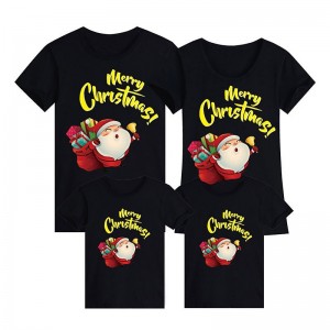 Family T shirt Tops Letter Santa Claus Street Print Black White Yellow Short Sleeve 3D Print Active Matching Outfits