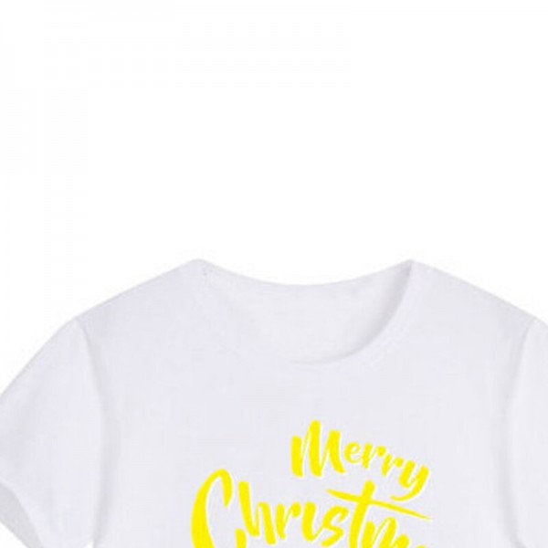 Family T shirt Tops Letter Santa Claus Street Print Black White Yellow Short Sleeve 3D Print Active Matching Outfits