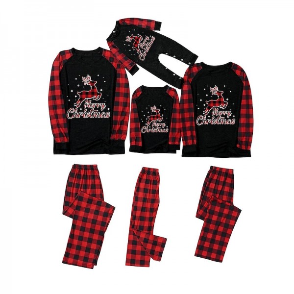 Family Pajamas Cotton Plaid Deer Home Black Dark Red Wine Long Sleeve Daily Matching Outfits Family Pajamas Cotton Plaid Deer Home Black Dark Red Wine Long Sleeve Daily Matching Outfits