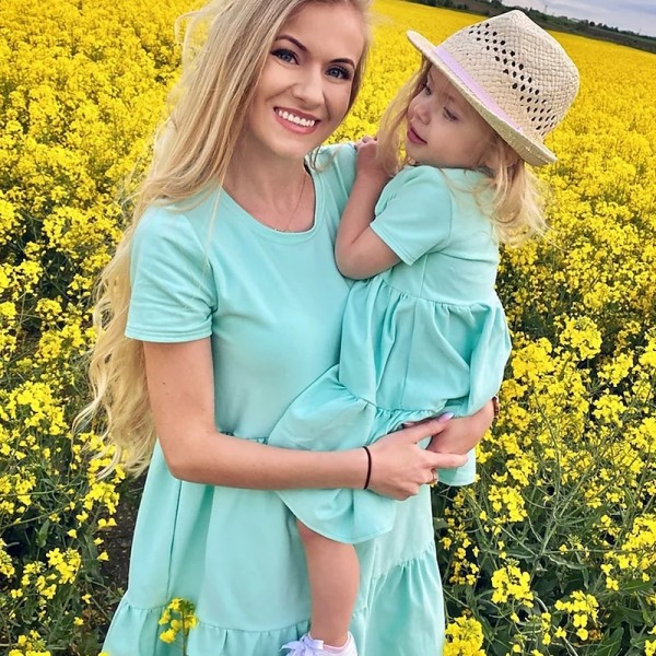 Mommy and Me Dresses Cotton Solid Color Daily Blue Orange Rose Red Short Sleeve Above Knee Mommy And Me Outfits Daily Matching Outfits Mommy and Me Dresses Cotton Solid Color Daily Blue Orange Rose Red Short Sleeve Above Knee Mommy And Me Outfits Daily Matching Outfits