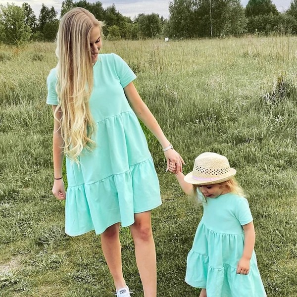 Mommy and Me Dresses Cotton Solid Color Daily Blue Orange Rose Red Short Sleeve Above Knee Mommy And Me Outfits Daily Matching Outfits Mommy and Me Dresses Cotton Solid Color Daily Blue Orange Rose Red Short Sleeve Above Knee Mommy And Me Outfits Daily Matching Outfits