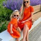 Mommy and Me Dresses Cotton Solid Color Daily Blue Orange Rose Red Short Sleeve Above Knee Mommy And Me Outfits Daily Matching Outfits Mommy and Me Dresses Cotton Solid Color Daily Blue Orange Rose Red Short Sleeve Above Knee Mommy And Me Outfits Daily Matching Outfits