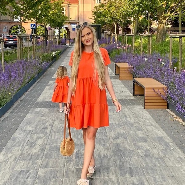 Mommy and Me Dresses Cotton Solid Color Daily Blue Orange Rose Red Short Sleeve Above Knee Mommy And Me Outfits Daily Matching Outfits Mommy and Me Dresses Cotton Solid Color Daily Blue Orange Rose Red Short Sleeve Above Knee Mommy And Me Outfits Daily Matching Outfits