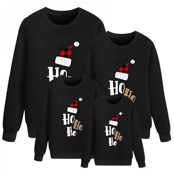 Family Tops Sweatshirt Cotton Letter Ugly Daily Black Red Long Sleeve Daily Matching Outfits Family Tops Sweatshirt Cotton Letter Ugly Daily Black Red Long Sleeve Daily Matching Outfits