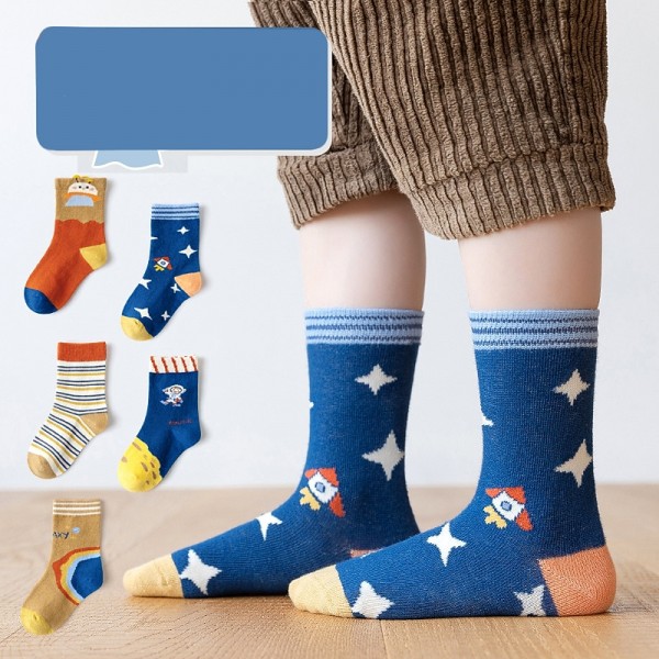 Kids Boys 5 Pairs Socks Multicolor Color Block Striped Fall Winter Sweet Daily Wear 3-12 Years Kids Boys 5 Pairs Socks Multicolor Color Block Striped Fall Winter Sweet Daily Wear 3-12 Years