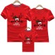 Family T shirt Cotton Deer Casual Red Short Sleeve Daily Matching Outfits