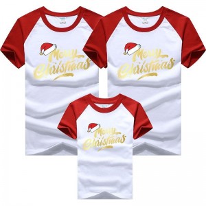 Family T shirt Cotton Letter Casual Black Red Blue Short Sleeve Daily Matching Outfits