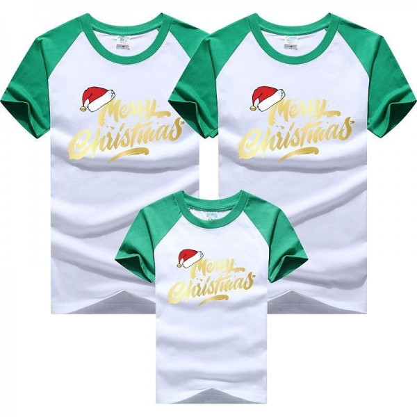 Family T shirt Cotton Letter Casual Black Red Blue Short Sleeve Daily Matching Outfits