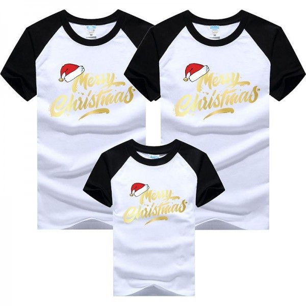 Family T shirt Cotton Letter Casual Black Red Blue Short Sleeve Daily Matching Outfits
