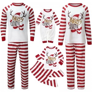 Family Pajamas Cotton Letter Striped Home White Long Sleeve Mommy And Me Outfits Daily Matching Outfits
