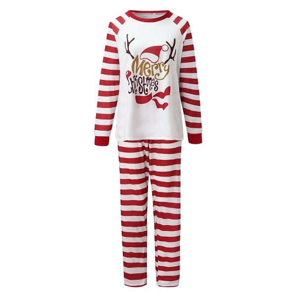 Family Pajamas Cotton Letter Striped Home White Long Sleeve Mommy And Me Outfits Daily Matching Outfits