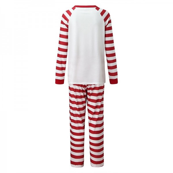 Family Pajamas Cotton Letter Striped Home White Long Sleeve Mommy And Me Outfits Daily Matching Outfits