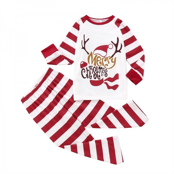 Family Pajamas Cotton Letter Striped Home White Long Sleeve Mommy And Me Outfits Daily Matching Outfits