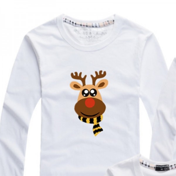 Family T shirt Cotton Deer Black White Red Long Sleeve Mommy And Me Outfits Daily Matching Outfits