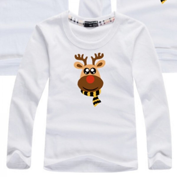 Family T shirt Cotton Deer Black White Red Long Sleeve Mommy And Me Outfits Daily Matching Outfits
