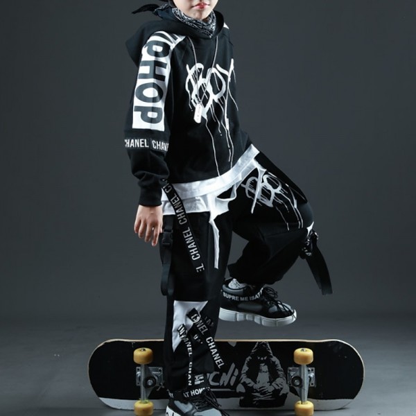 Kids Boys Hoodie & Pants Clothing Set 2 Pieces Long Sleeve Black Letter Pocket Drawstring Outdoor Casual Fashion Cool 7-13 Years Kids Boys Hoodie & Pants Clothing Set 2 Pieces Long Sleeve Black Letter Pocket Drawstring Outdoor Casual Fashion Cool 7-13 Years