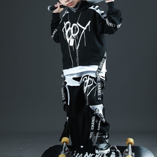 Kids Boys Hoodie & Pants Clothing Set 2 Pieces Long Sleeve Black Letter Pocket Drawstring Outdoor Casual Fashion Cool 7-13 Years Kids Boys Hoodie & Pants Clothing Set 2 Pieces Long Sleeve Black Letter Pocket Drawstring Outdoor Casual Fashion Cool 7-13 Years