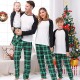 Pajamas Family Plaid Letter Home White Green Long Sleeve Basic Matching Outfits Pajamas Family Plaid Letter Home White Green Long Sleeve Basic Matching Outfits