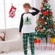 Pajamas Family Plaid Letter Home White Green Long Sleeve Basic Matching Outfits Pajamas Family Plaid Letter Home White Green Long Sleeve Basic Matching Outfits