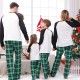 Pajamas Family Plaid Letter Home White Green Long Sleeve Basic Matching Outfits Pajamas Family Plaid Letter Home White Green Long Sleeve Basic Matching Outfits