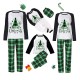 Pajamas Family Plaid Letter Home White Green Long Sleeve Basic Matching Outfits Pajamas Family Plaid Letter Home White Green Long Sleeve Basic Matching Outfits