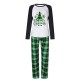 Pajamas Family Plaid Letter Home White Green Long Sleeve Basic Matching Outfits Pajamas Family Plaid Letter Home White Green Long Sleeve Basic Matching Outfits