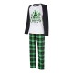 Pajamas Family Plaid Letter Home White Green Long Sleeve Basic Matching Outfits Pajamas Family Plaid Letter Home White Green Long Sleeve Basic Matching Outfits