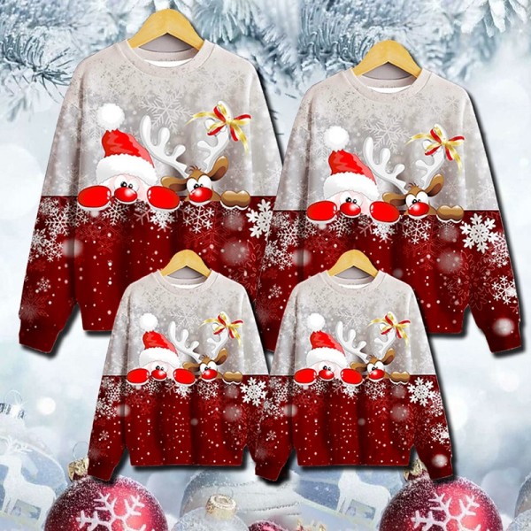 Family Ugly Christmas Sweatshirt Pullover Santa Claus Elk Casual Crewneck Green Black Blue Long Sleeve Adorable Matching Outfits Family Ugly Christmas Sweatshirt Pullover Santa Claus Elk Casual Crewneck Green Black Blue Long Sleeve Adorable Matching Outfits
