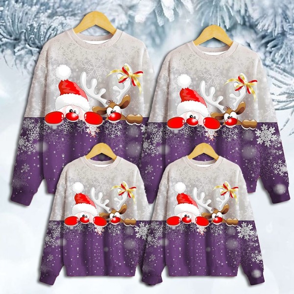 Family Ugly Christmas Sweatshirt Pullover Santa Claus Elk Casual Crewneck Green Black Blue Long Sleeve Adorable Matching Outfits Family Ugly Christmas Sweatshirt Pullover Santa Claus Elk Casual Crewneck Green Black Blue Long Sleeve Adorable Matching Outfits